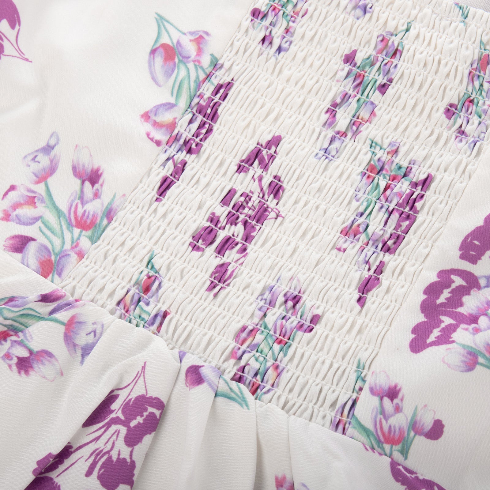 Women's Vintage Sleeveless Floral Ruched Summer Cute A-Line Flowy Swing Midi Dress