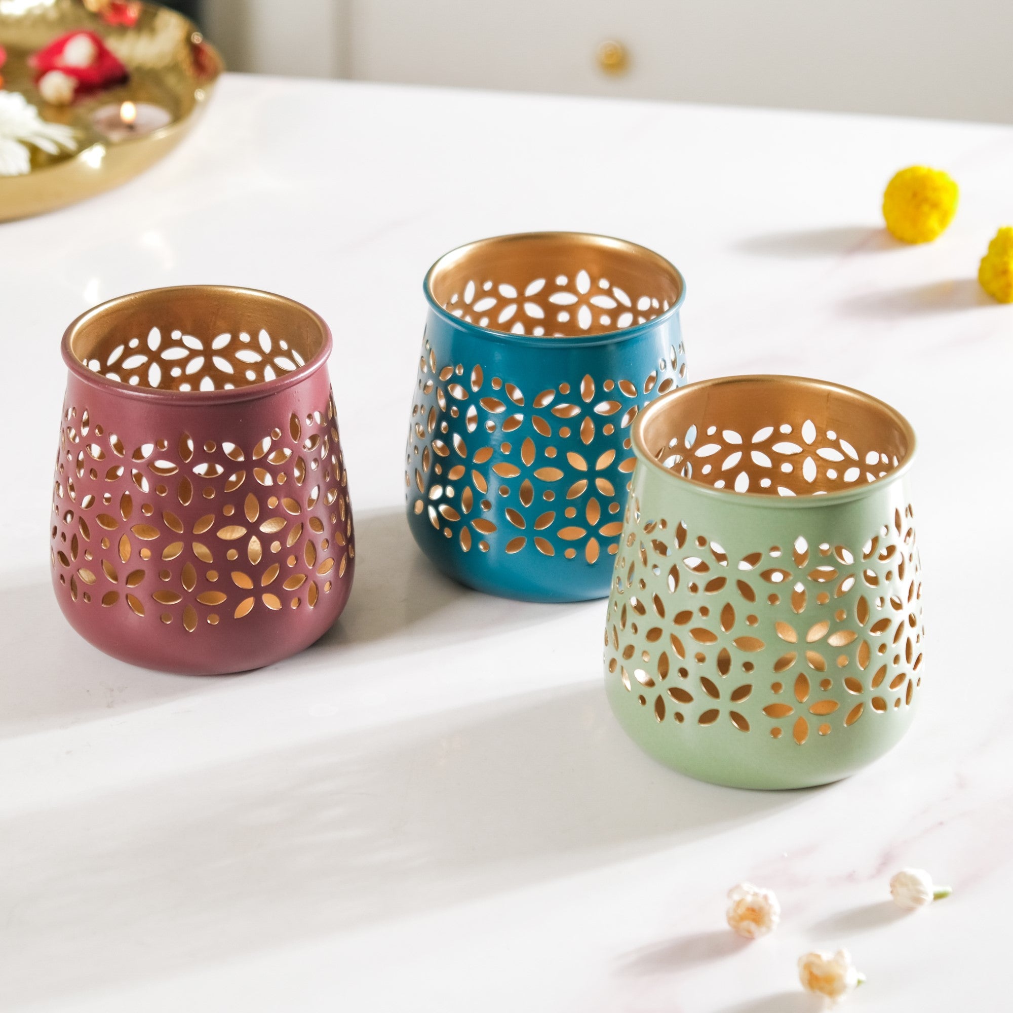 Festive Tealight Candle Holder Set Of 3