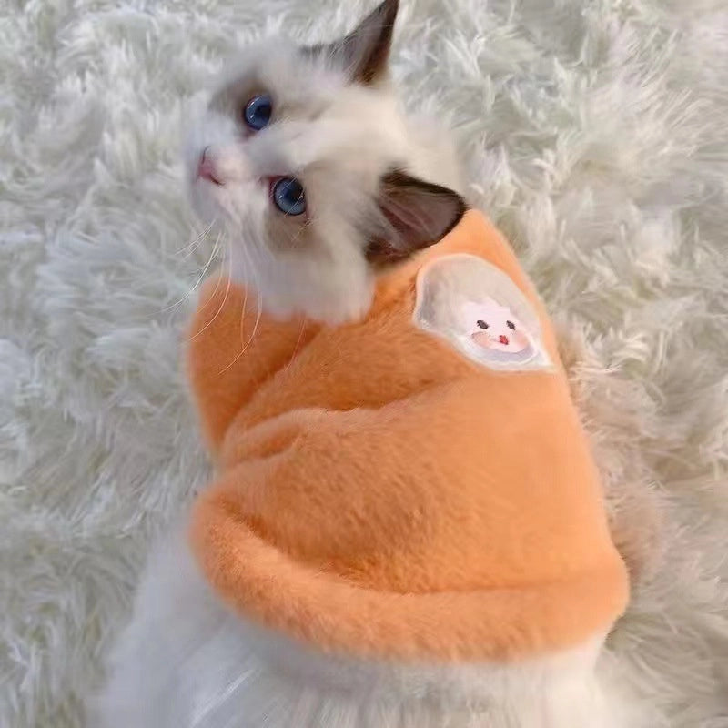 Cute Rabbit Plush Solid Color Pet Clothing