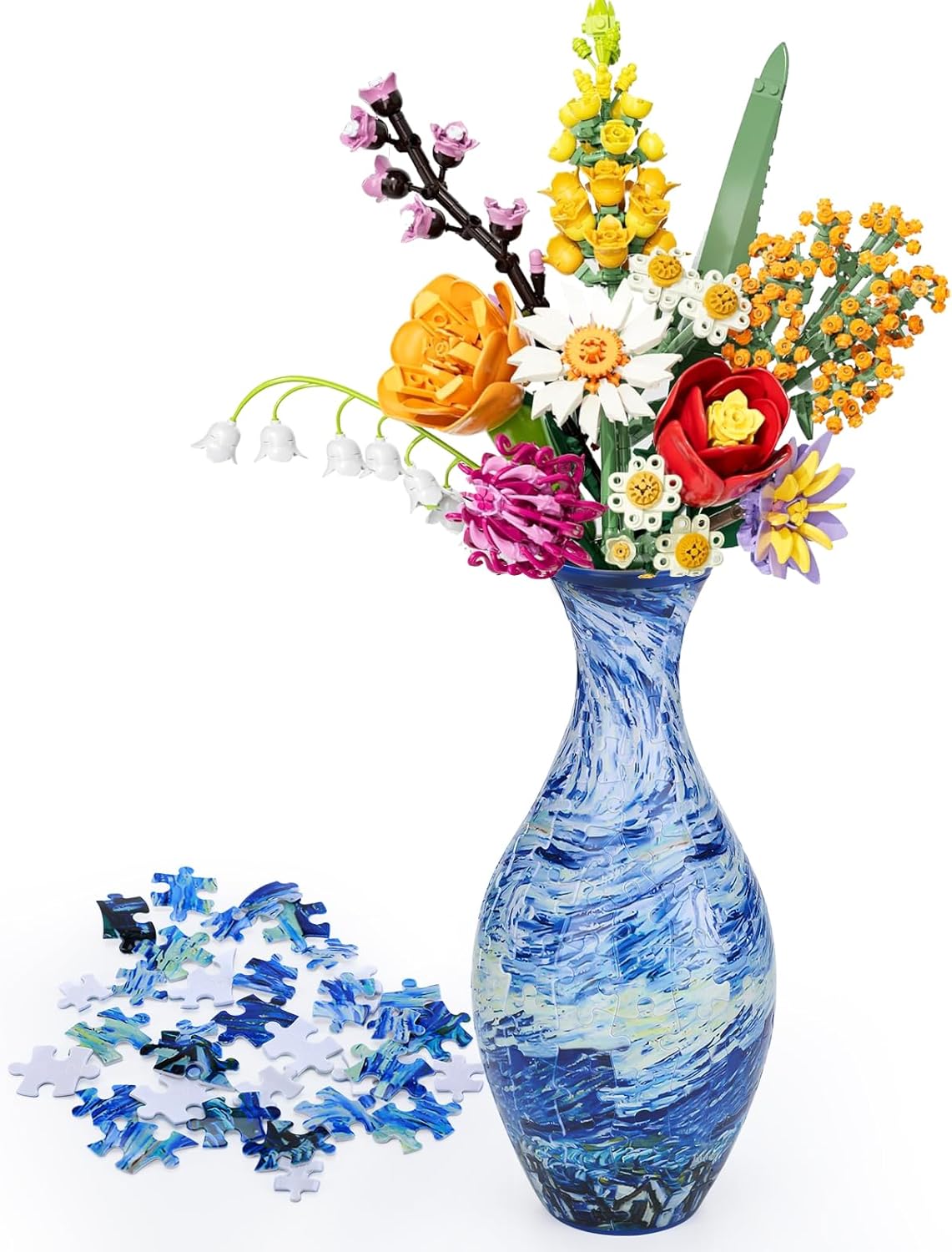 Unique 3D Puzzle - 160 Pieces of Puzzle Flower Vase, Plum Blossom Themed Art Projects Gift