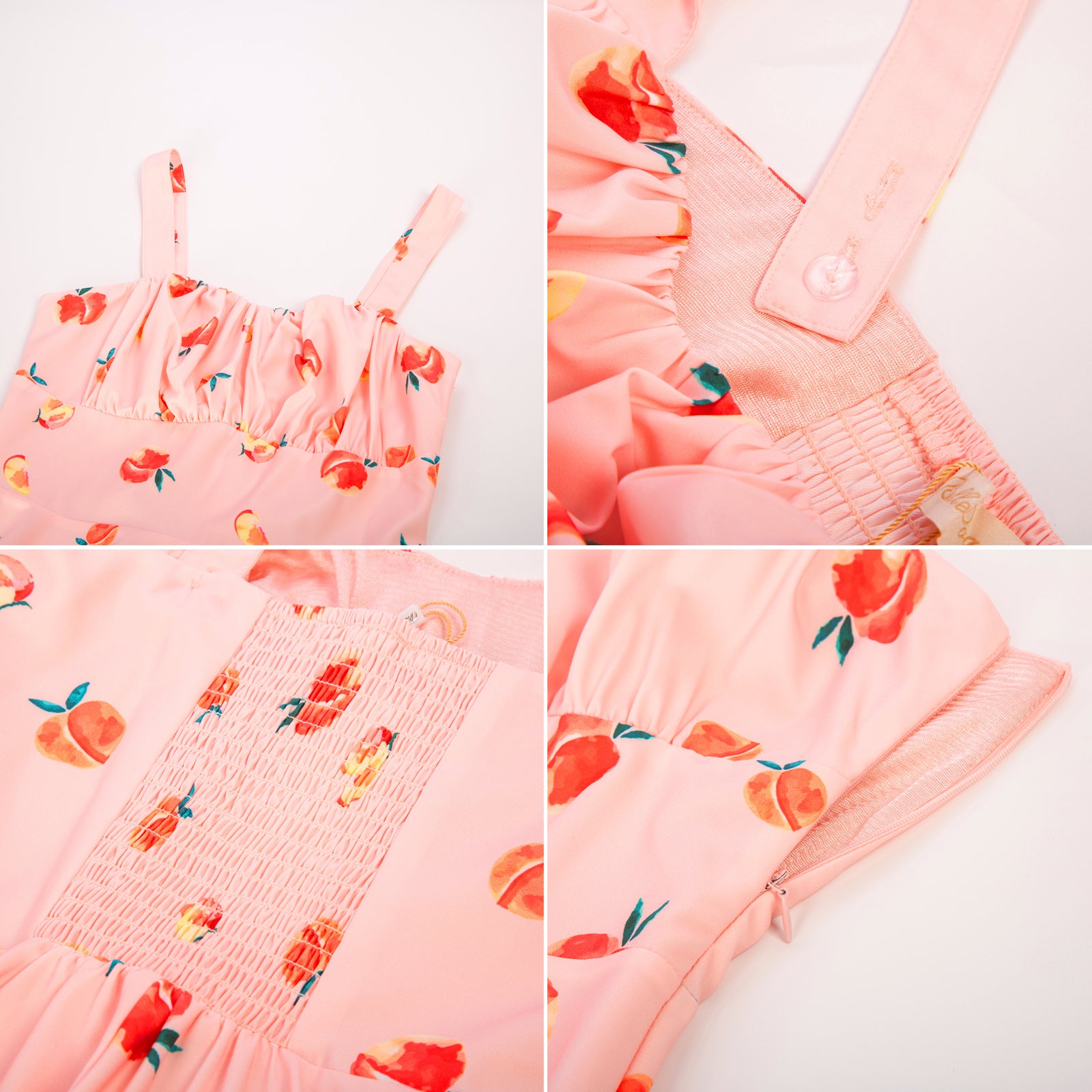 Vintage Fruit Printed Two-Way Defined Waist Dress Ruched Bodice Flared A-Line Dress