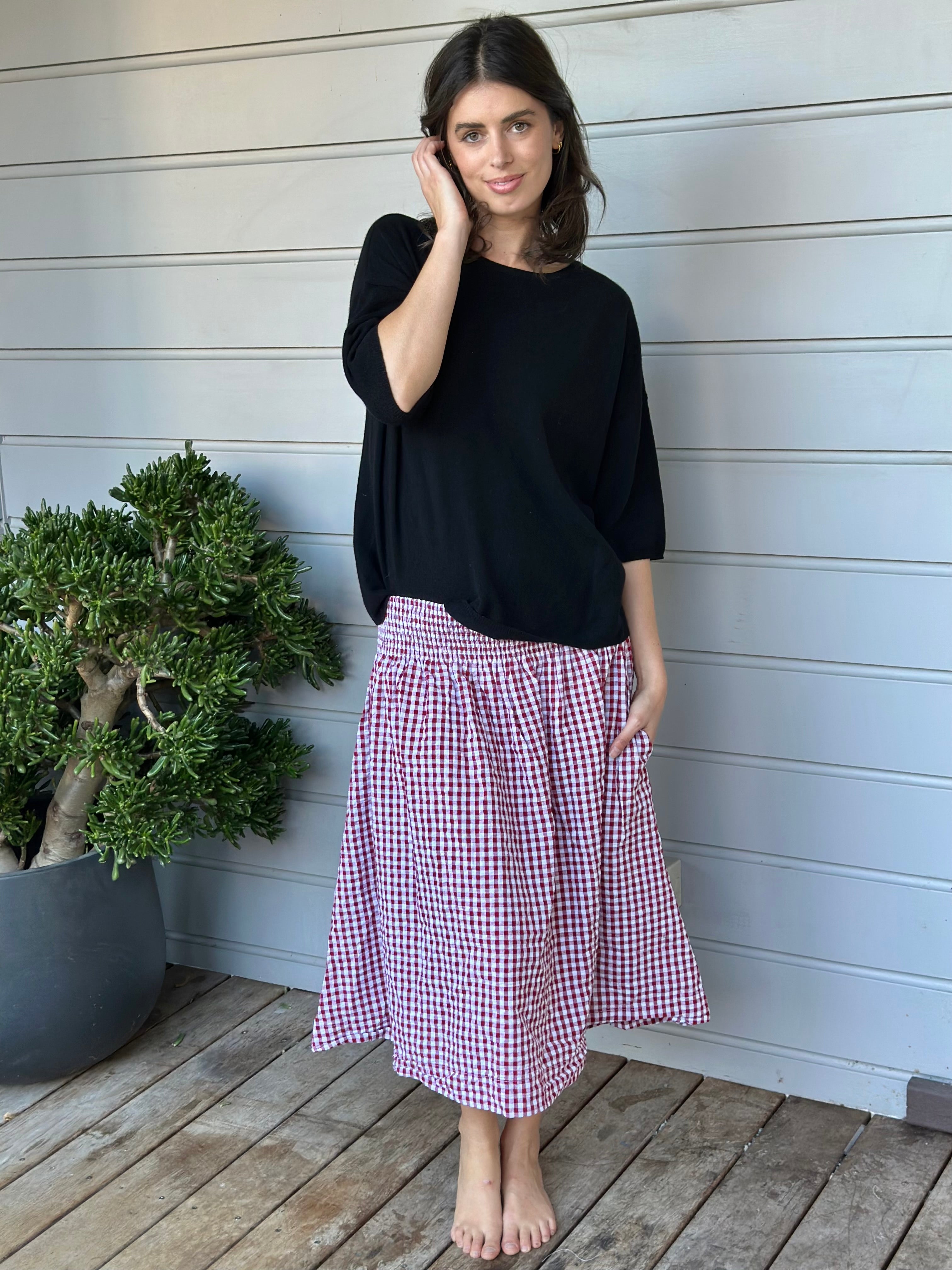 dark red gingham