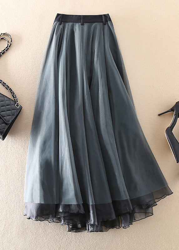 Grey fashion Patchwork Tulle Skirts Spring