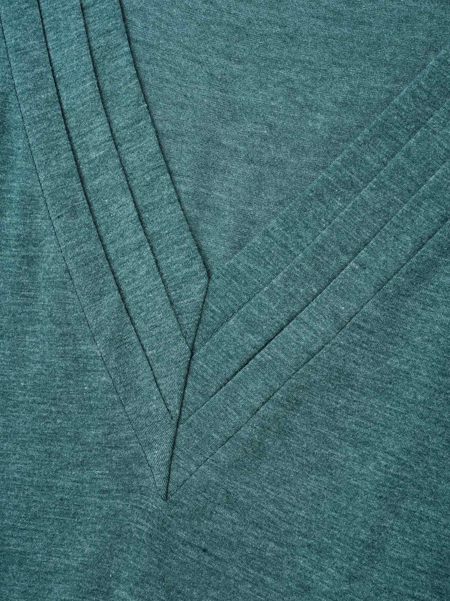 Solid V Neck Pleated Knit Dress