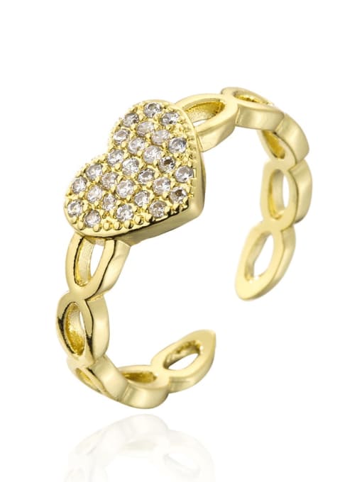 Cubic Zirconia Adjustable Heart Ring