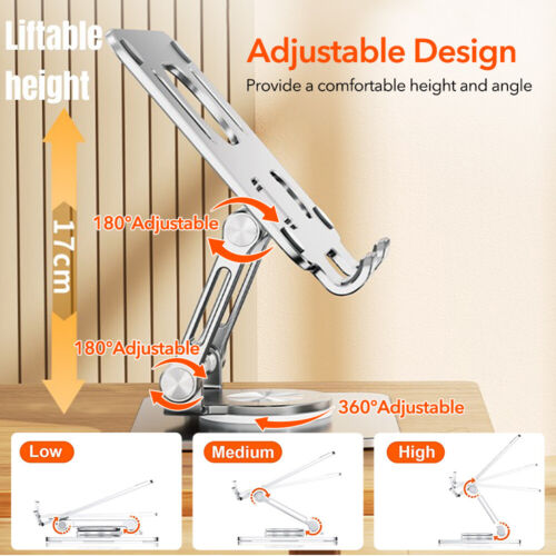 Aluminum Alloy Laptop Stand Foldable 360° Rotation Anti Slip Tablet Holder Notebook Lifting Cooling Holder
