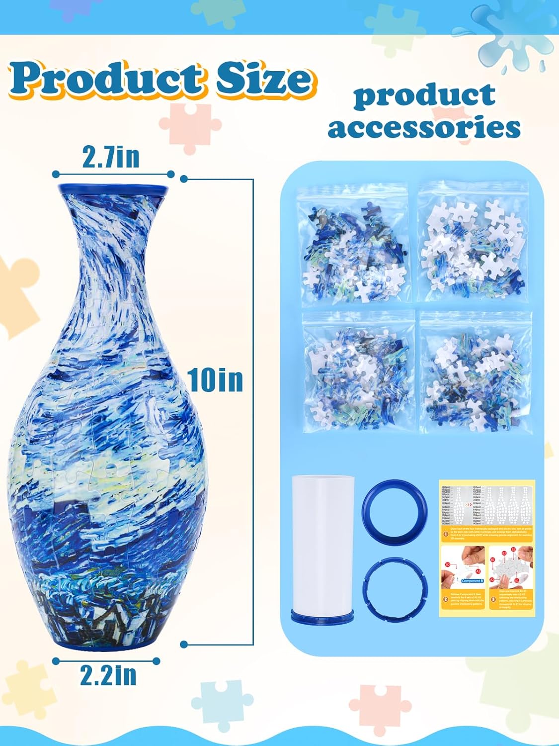 Unique 3D Puzzle - 160 Pieces of Puzzle Flower Vase, Plum Blossom Themed Art Projects Gift