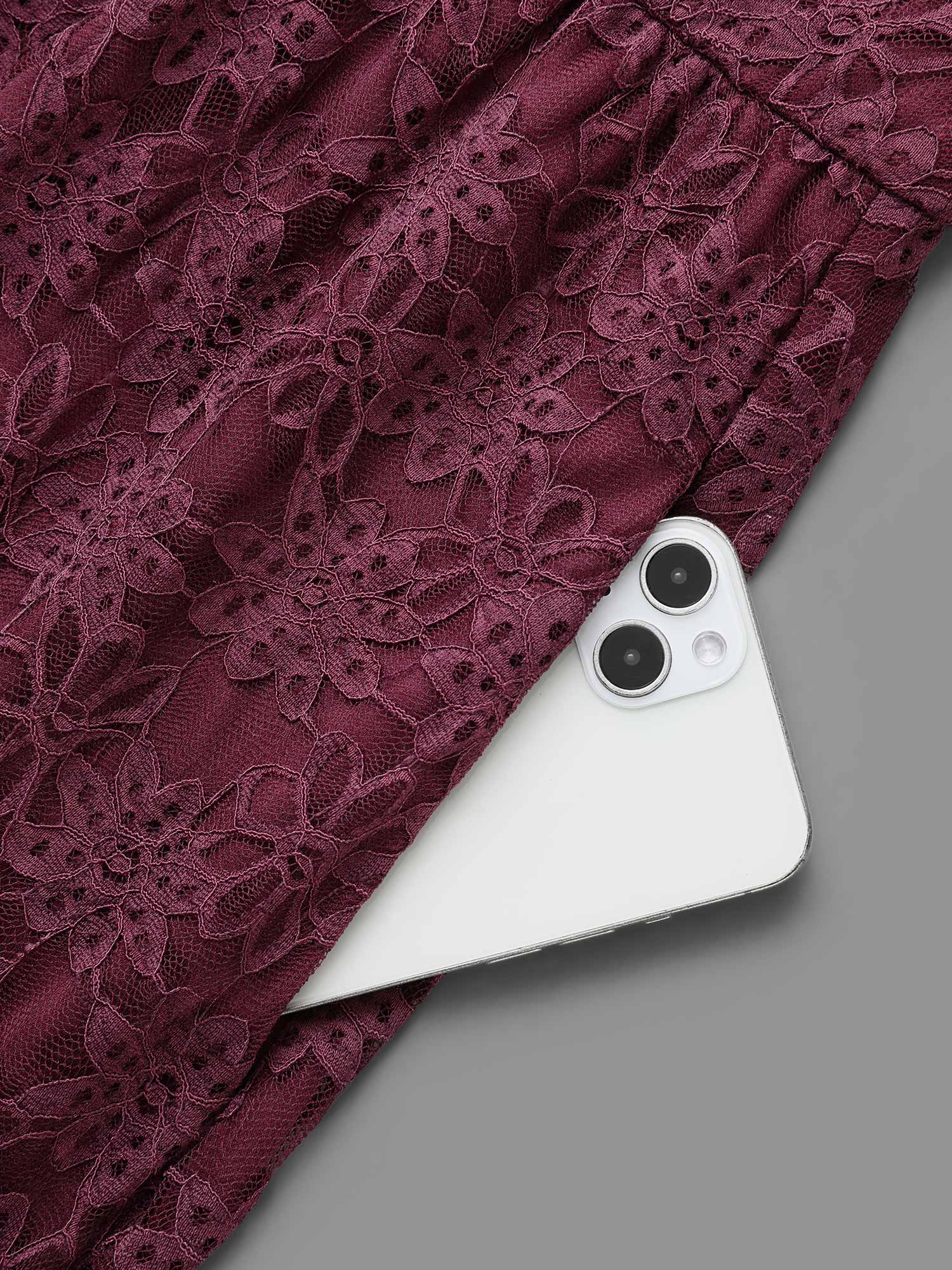 Crochet Lace Mesh Pocket Knit Dress