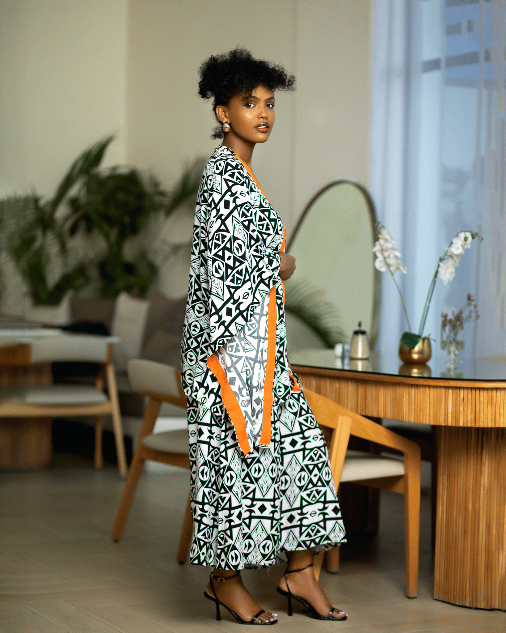 Black Two-Piece Kimono Pant Set