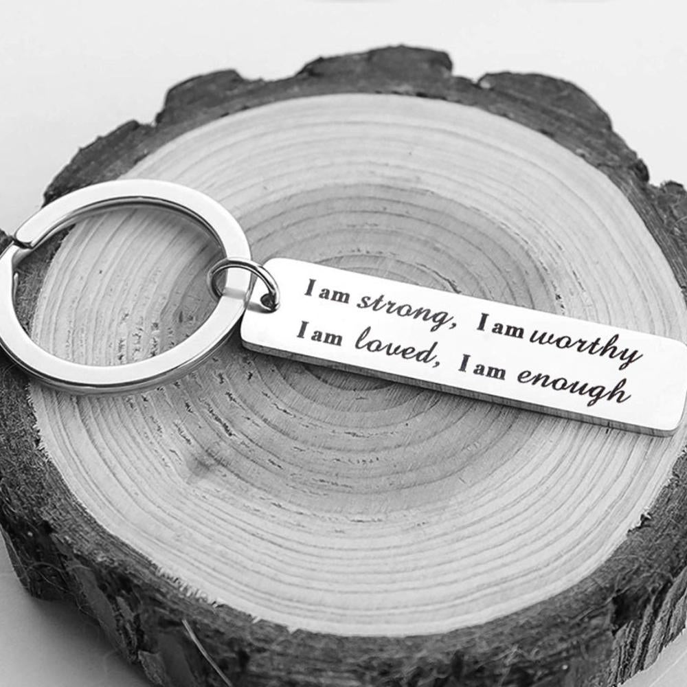 Stainless Steel  I am strong Keychain
