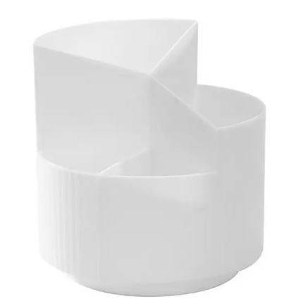 Rotating Pen Holder With Multiple Compartments. Office Home School Storage Box (White)