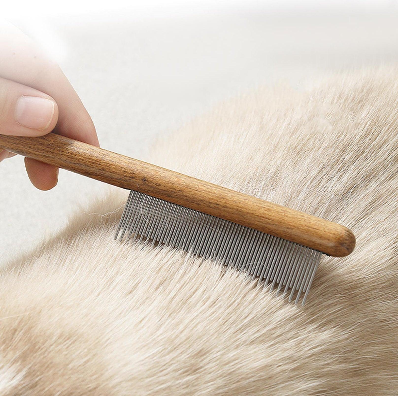 Versatile Stainless Steel Pet Brush with Wooden Handle - 3 Styles
