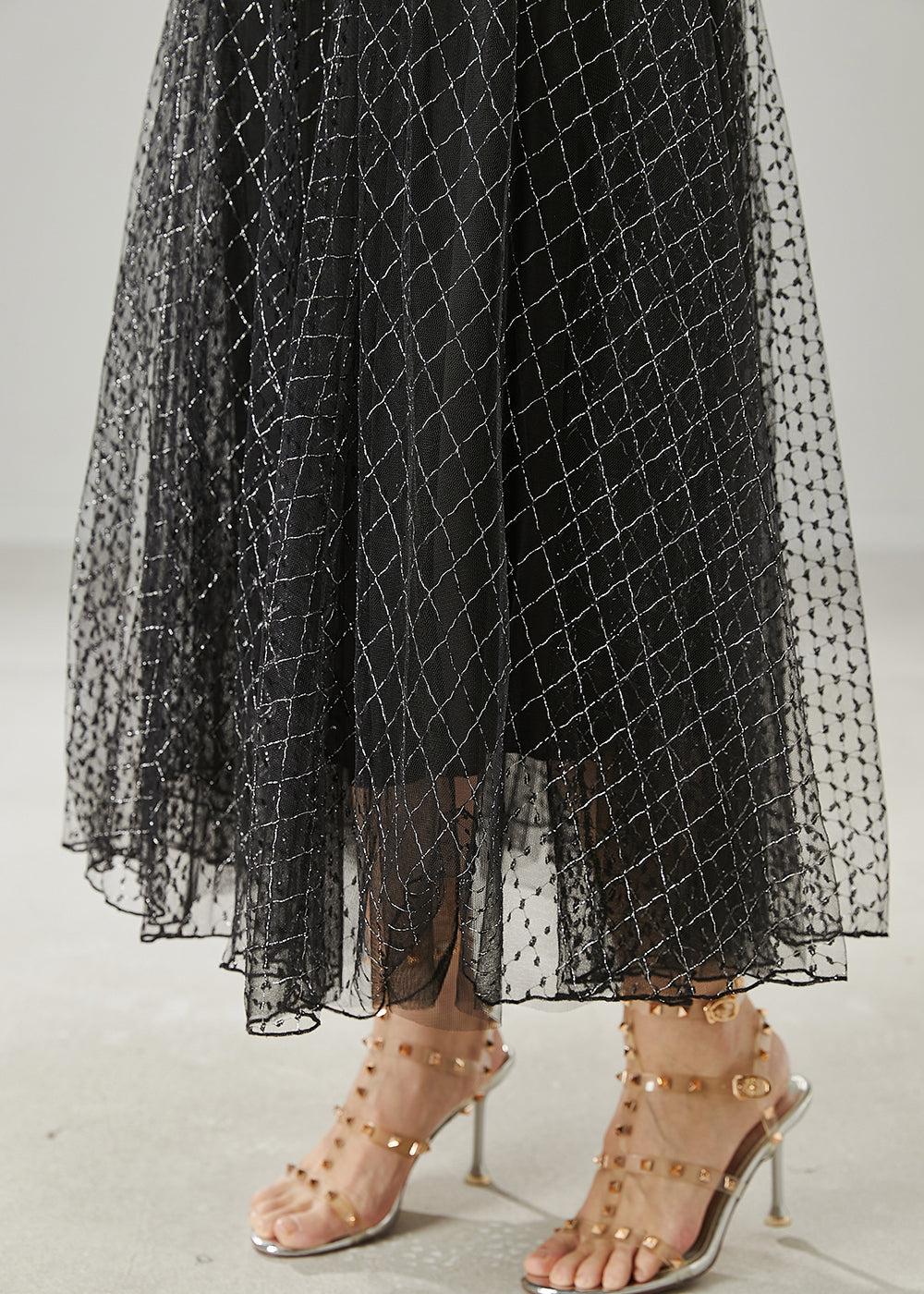 Style Black Plaid Exra Large Hem Tulle Skirts Summer