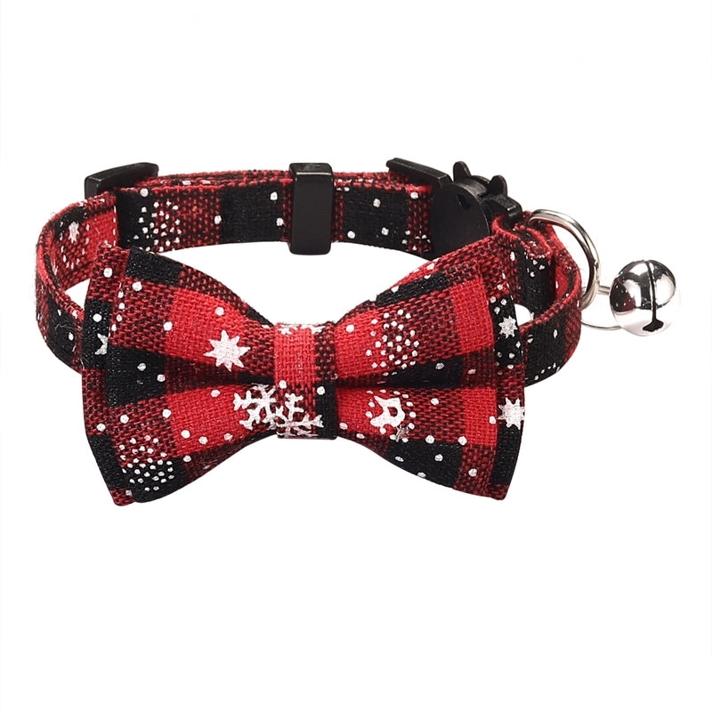 British Style Cotton Polyester Christmas Lattice Pet Collar