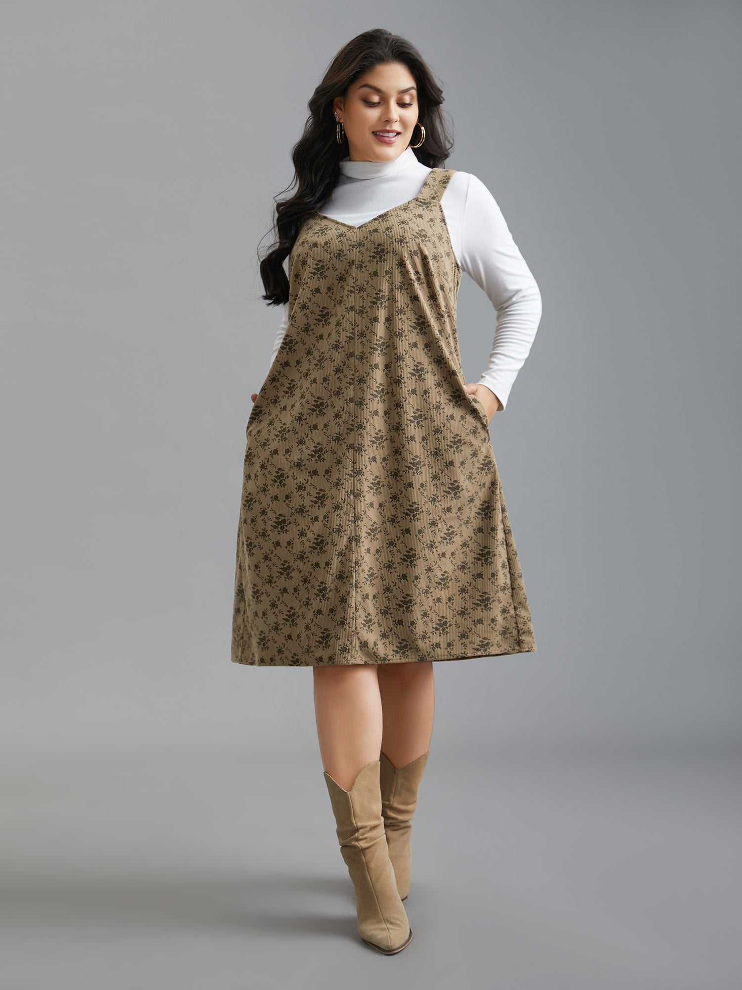 Suspender Skirt Style Floral Dress