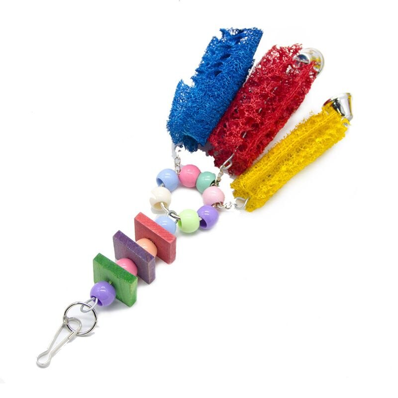 Loofah Sponge Hanging Bell Bird Toy