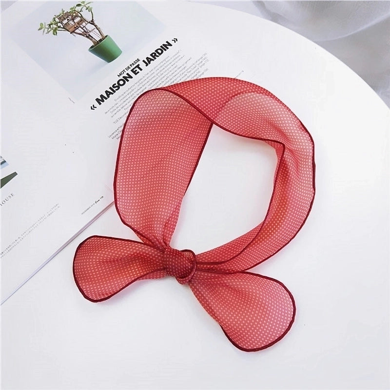 New Small Dot Silk Scarf For Women Spring And Autumn Summer Small Scarf Fashion All-matching Small Silk Scarf Organza Scarf Variety Ribbon