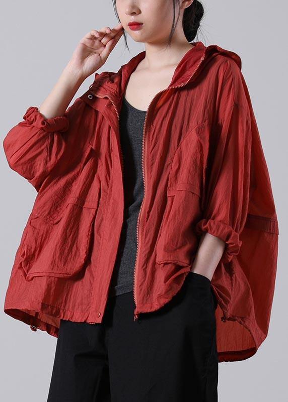 Fashion Red Long sleeve UPF 50+ Coat Jacket Summer Hooded Jacket