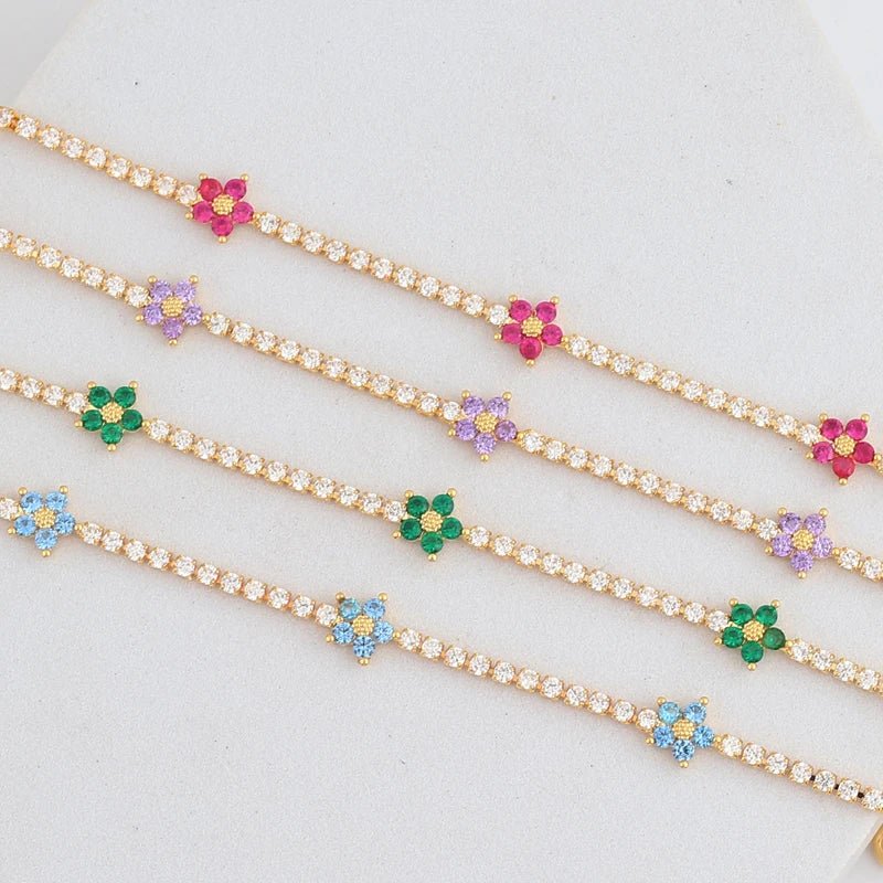 Dainty Diamond Floral Bracelets and Earrings