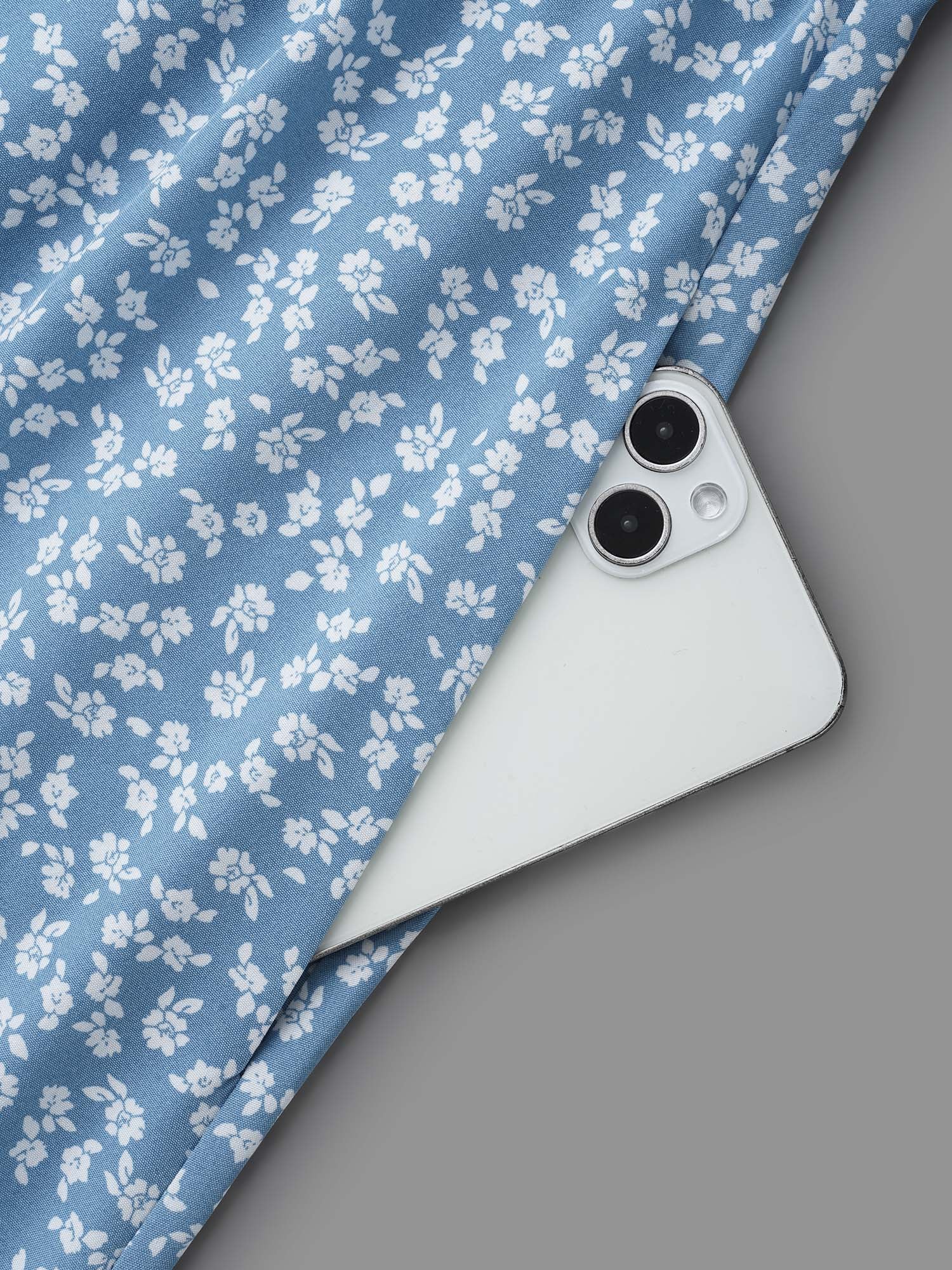 Notched Ditsy Floral Button Midi Dress