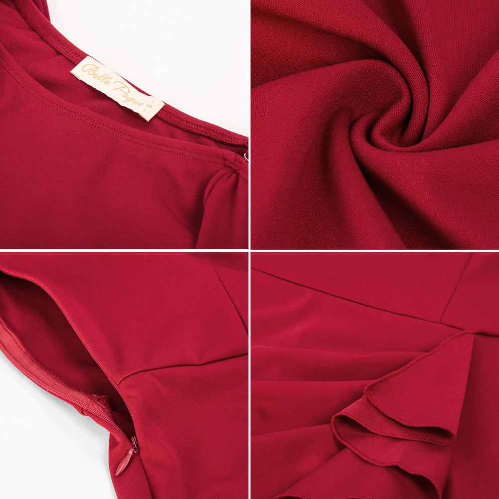 Women One Shoulder Dress Ruffle Decorated Front Slit Bodycon Dress