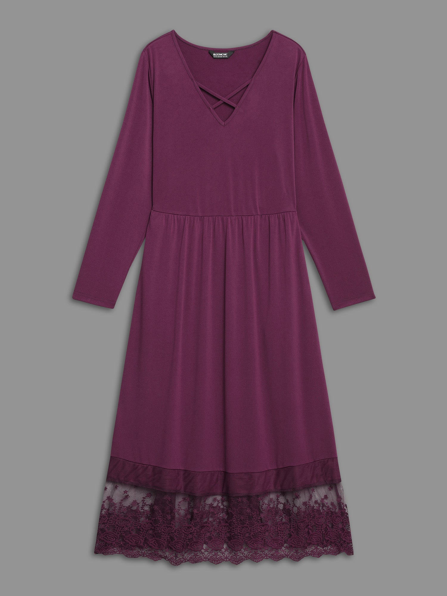 Floral Embroidered Mesh Crisscross Dress