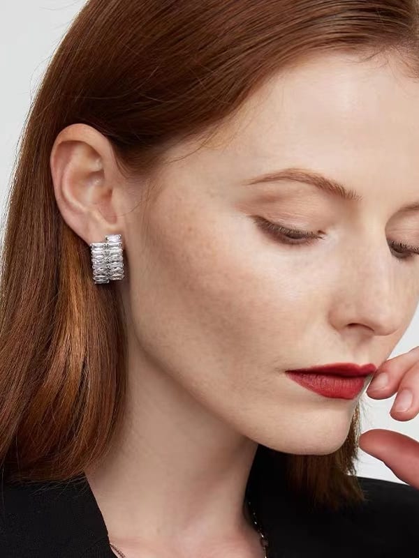 925 Sterling Silver Cubic Zirconia Stud Earrings