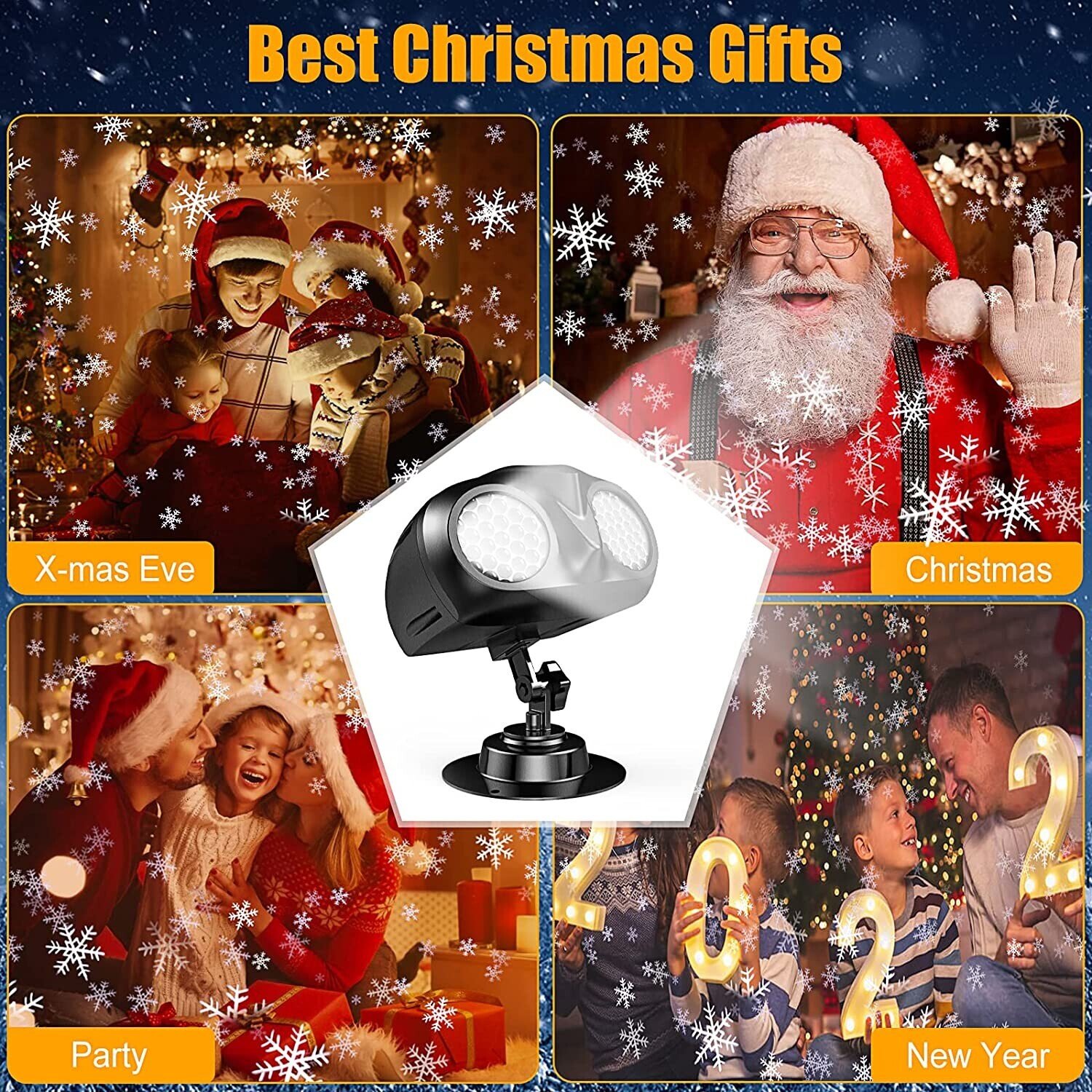 Christmas LED Projector Lights, UPGRADED Owl-shape Dual-lens Christmas Snowflake Projector Lights