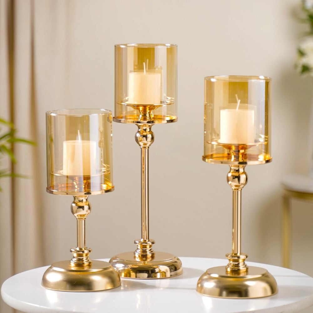 Hurricane Metal Candle Holder Stand Set Of 3