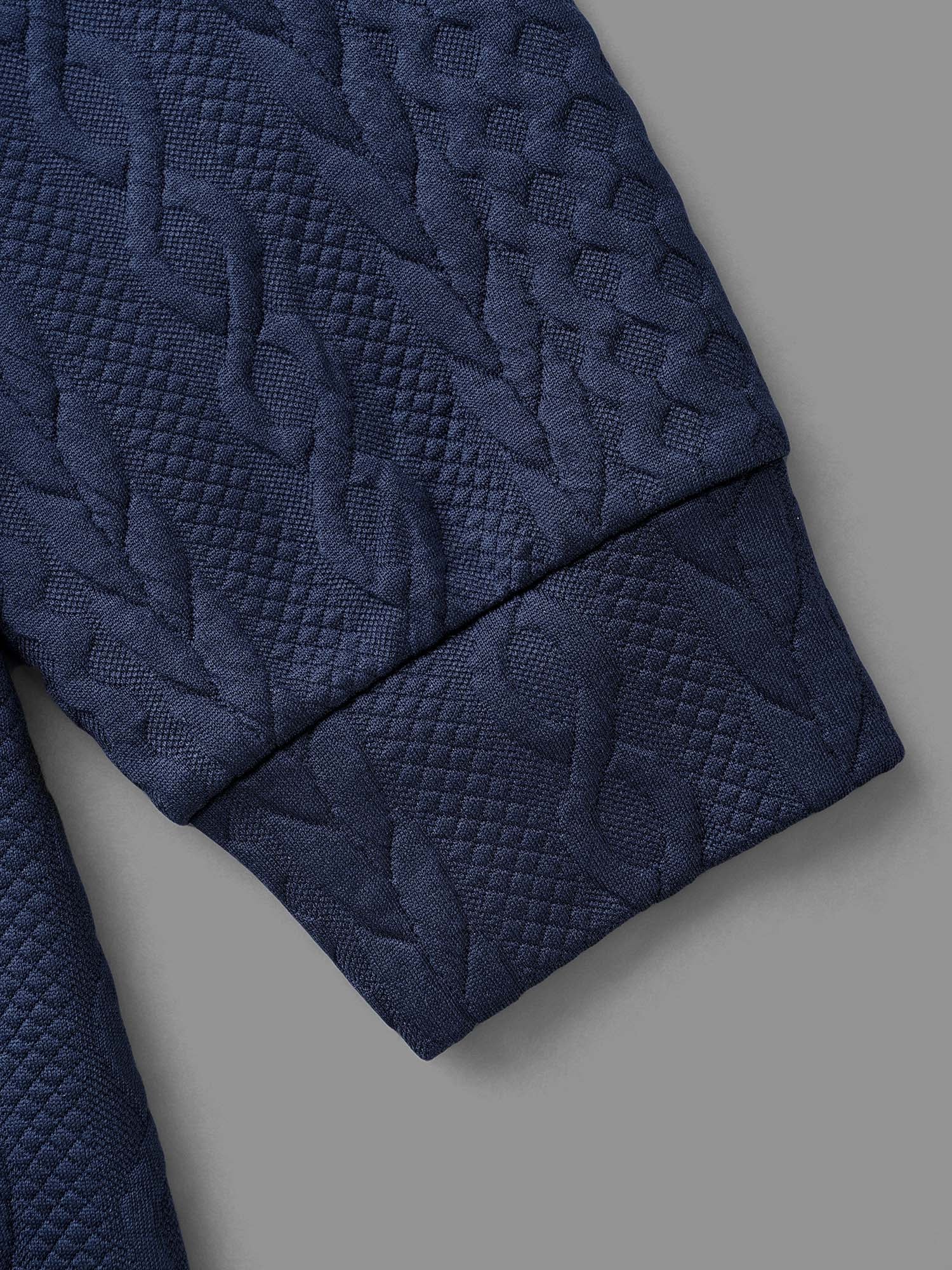 Overlap Collar Textured Button Detail Sweatshirt