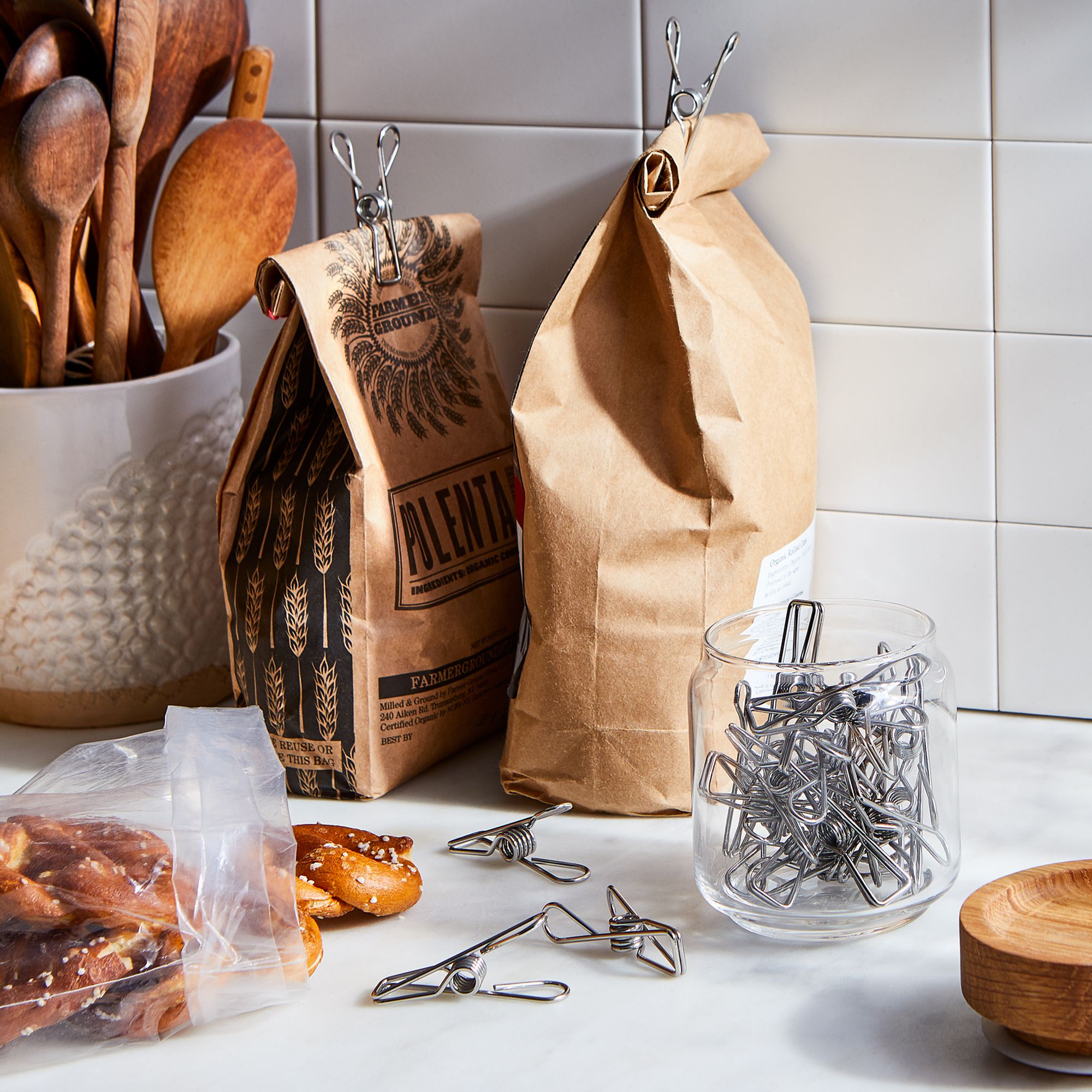 Stainless-Steel Kitchen Food Storage Clips, Set of 24