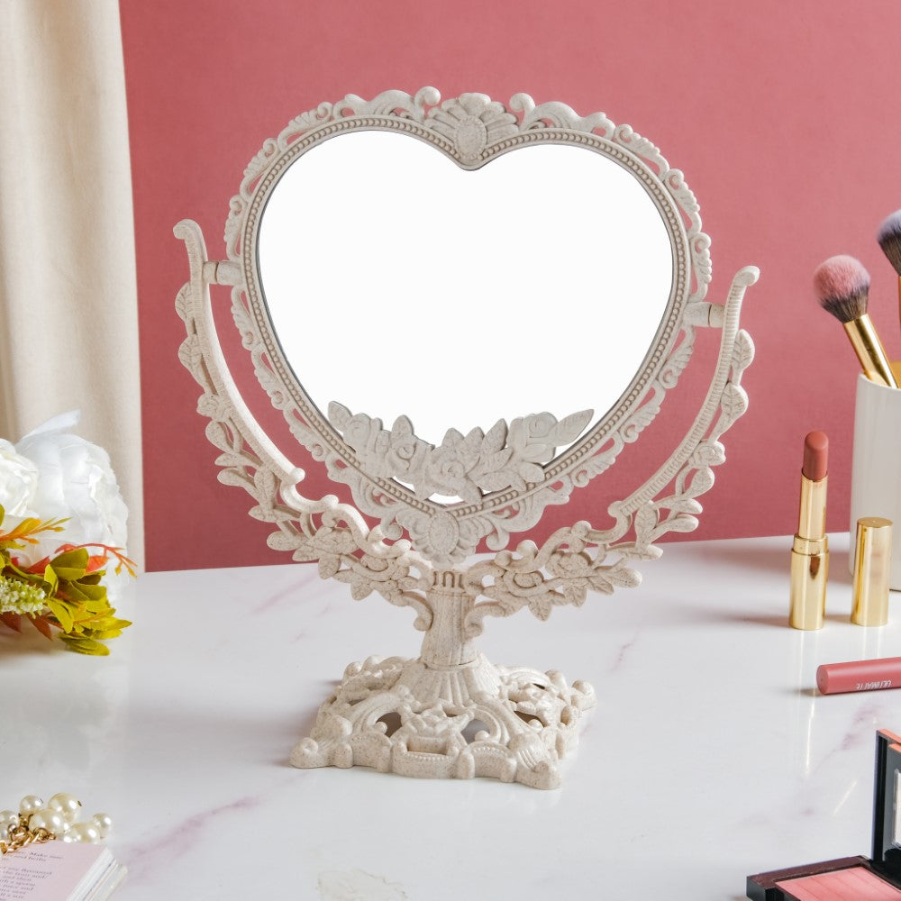 Vintage Heart Double Sided Mirror Ivory