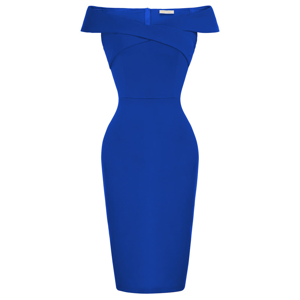 Vintage Off Shoulder V Neck Bodycon Pencil Dress Short Sleeve Homecoming Bodycon Dress Work Cocktail