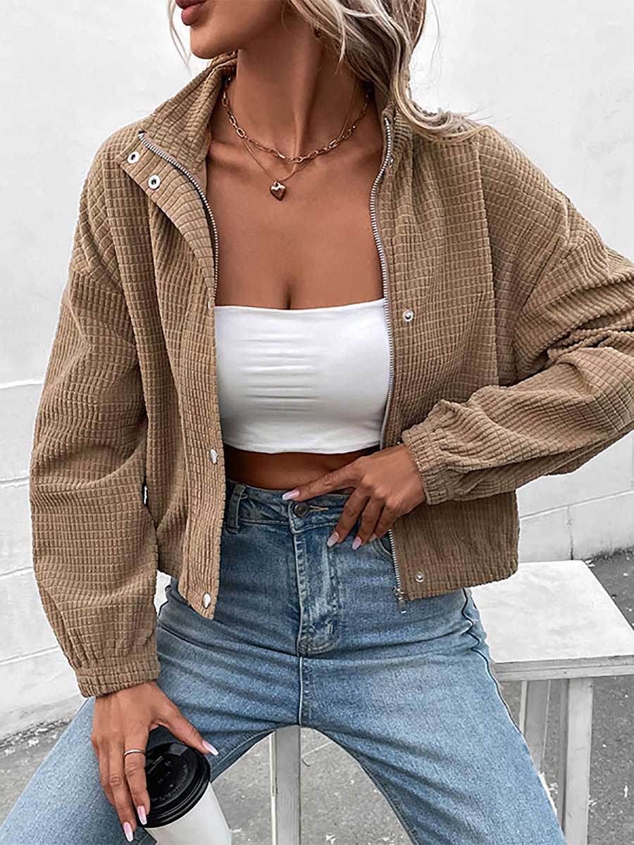 Stand-up Jacket Corduroy Short Coat