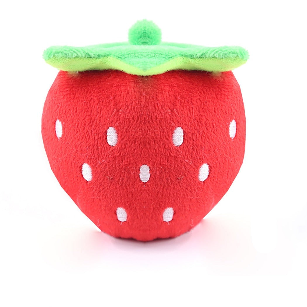 Strawberry Stuffed Squeaky Dog Toy