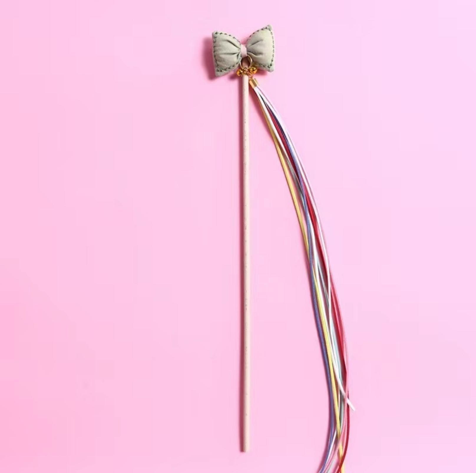 Bow Style Cat Stick With Long Tassel Cat Toy for Interactive Play