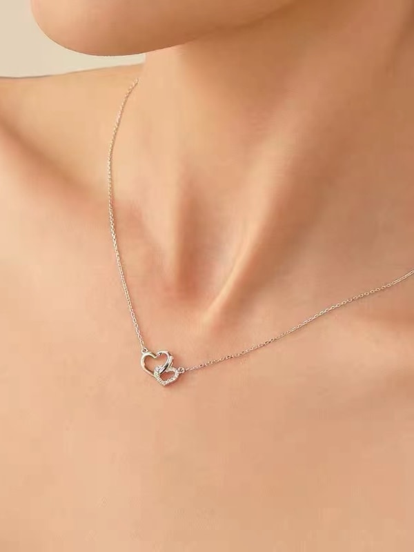 925 Sterling Silver Cubic Zirconia Heart Necklace