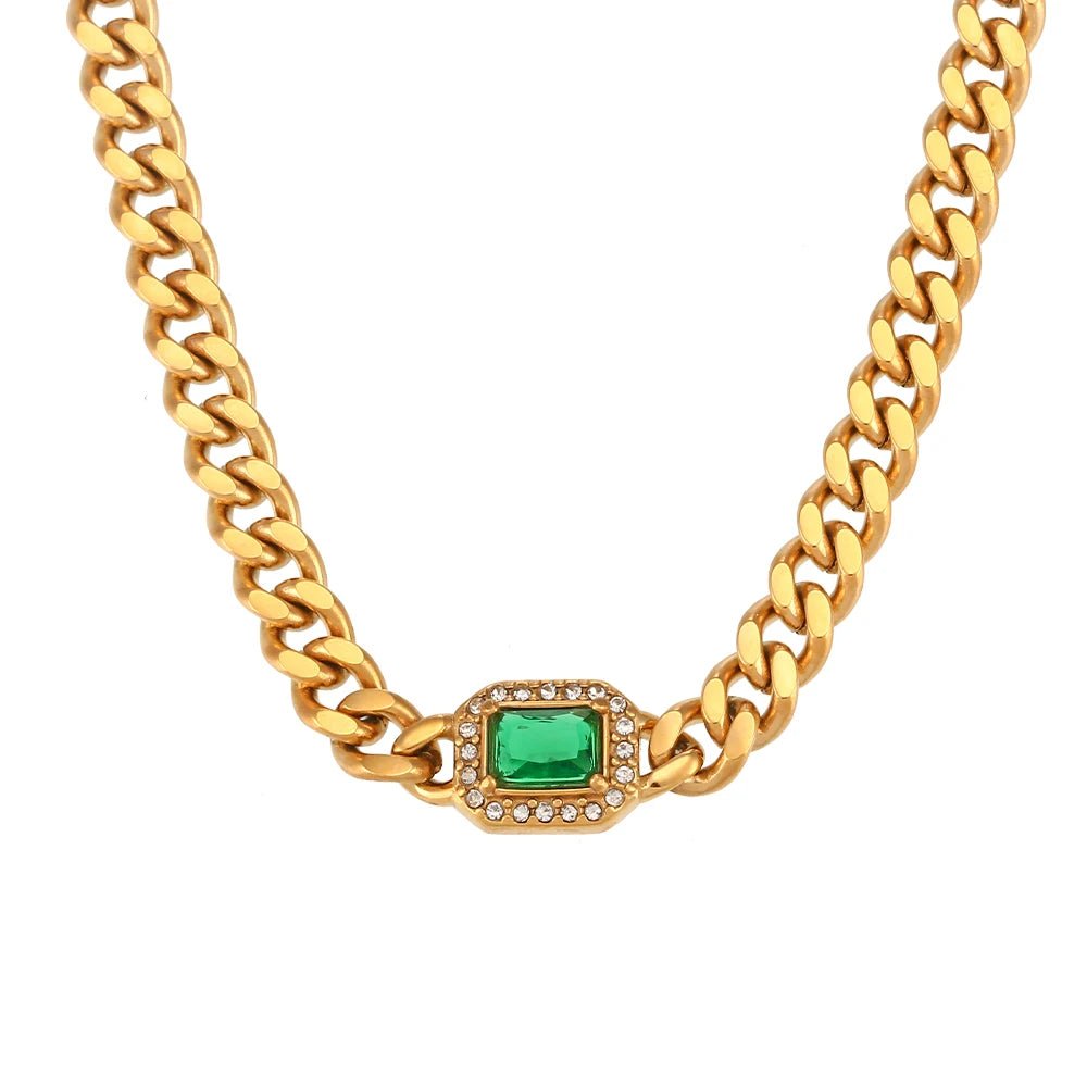 Cuban Chain Square Cut Diamond Choker and Bracelet