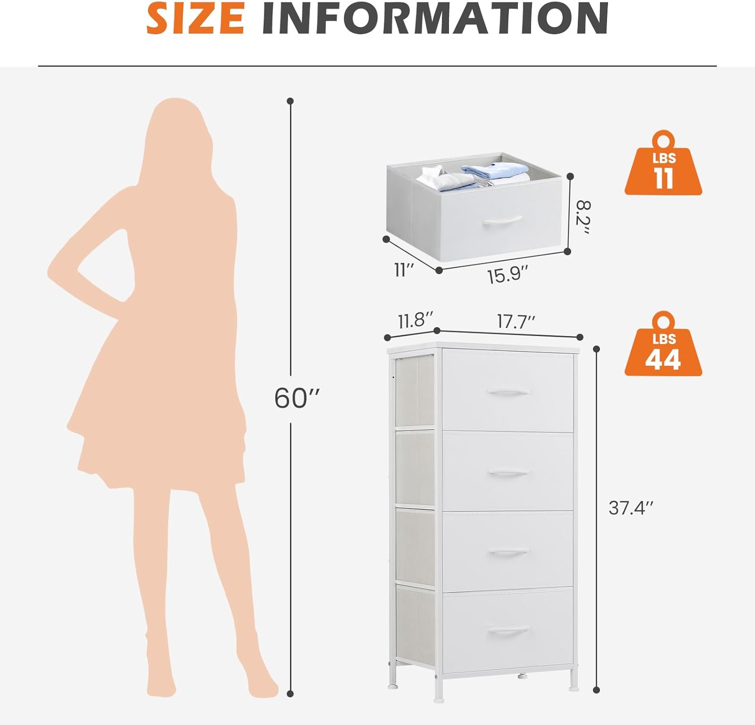 Nightstand Small Bedroom Dresser with 4 Fabric Drawers