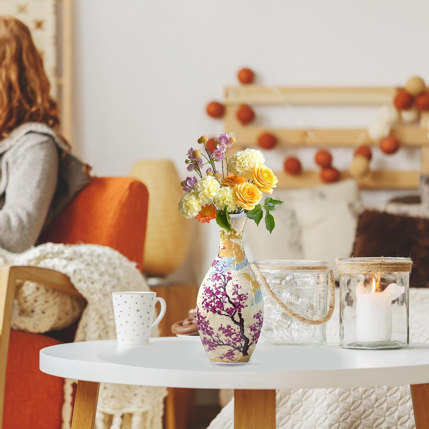 Unique 3D Puzzle - 160 Pieces of Puzzle Flower Vase, Plum Blossom Themed Art Projects Gift