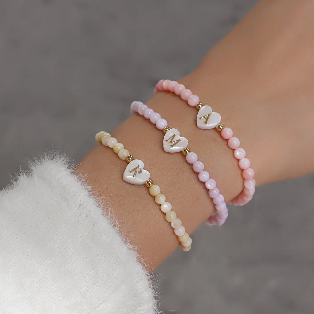 Playful Heart Letter Initial Bracelets