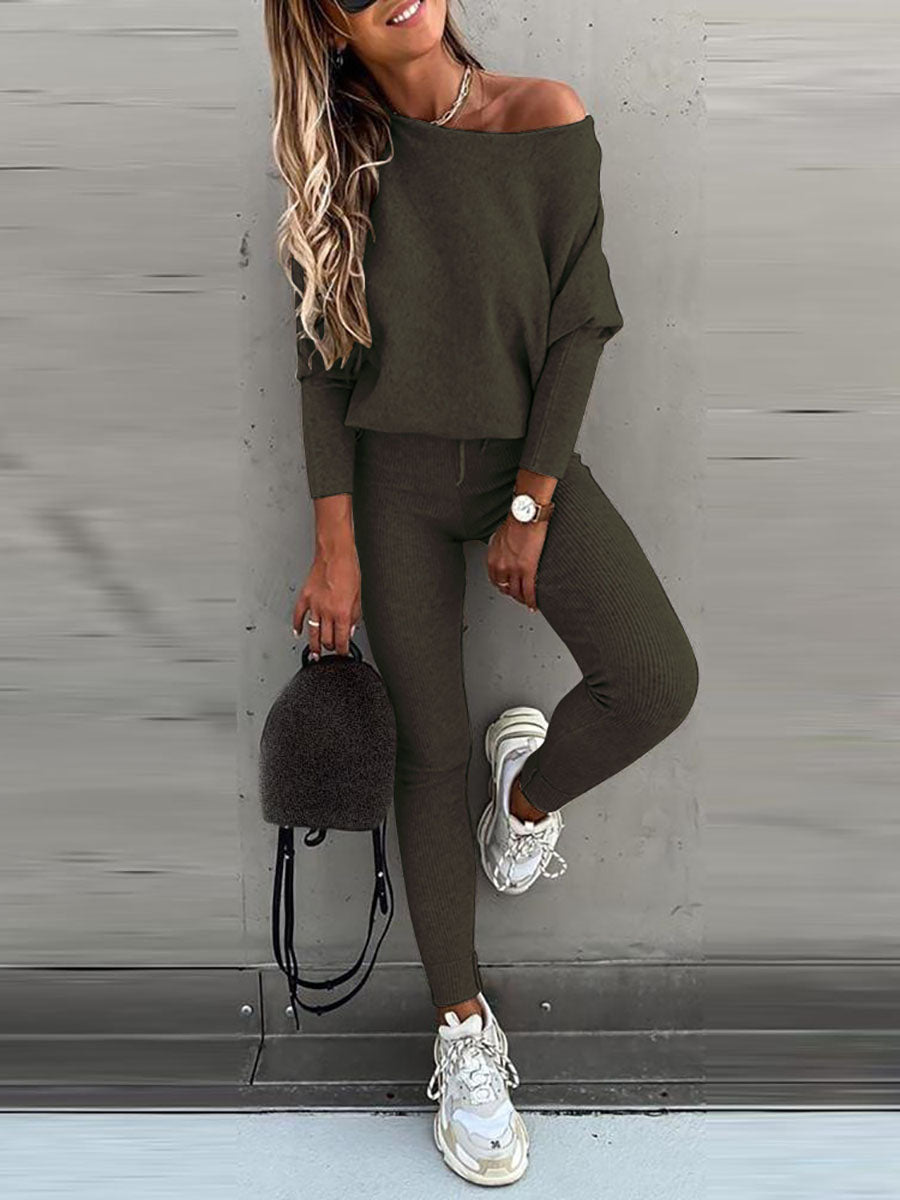 Solid Color Casual Lace-Up Slouchy Suit(7 color)