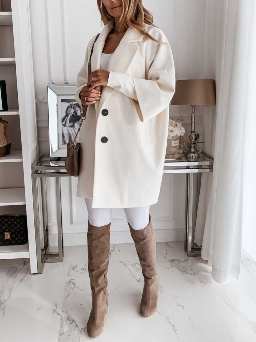 Tweed Coat With Seven-quarter Sleeves