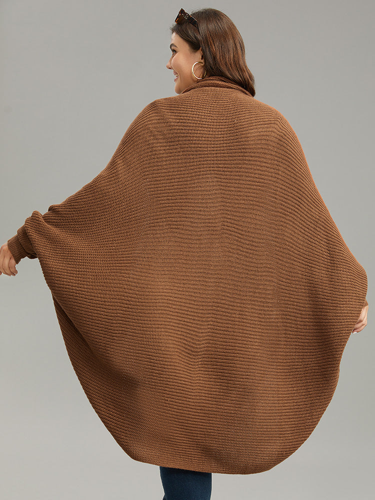 Solid Dolman Sleeve Arc Hem Cardigan