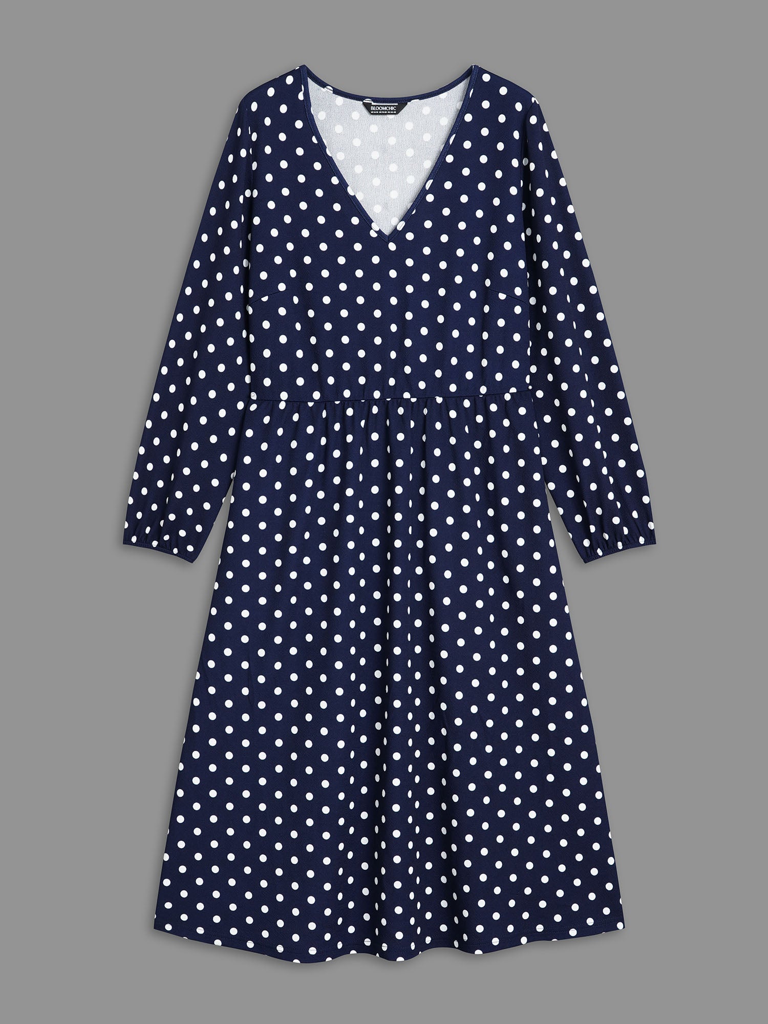 V Neck Polka Dot Midi Dress