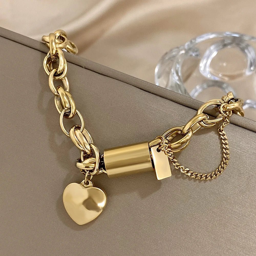 Bold & Chunky Chain Heart Bracelet
