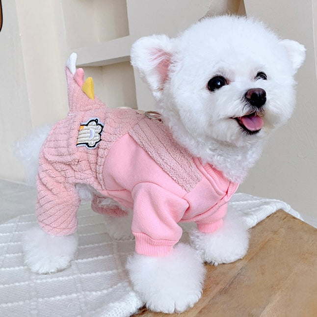 Fleece Dinosaur Tail Dog Jumpsuits