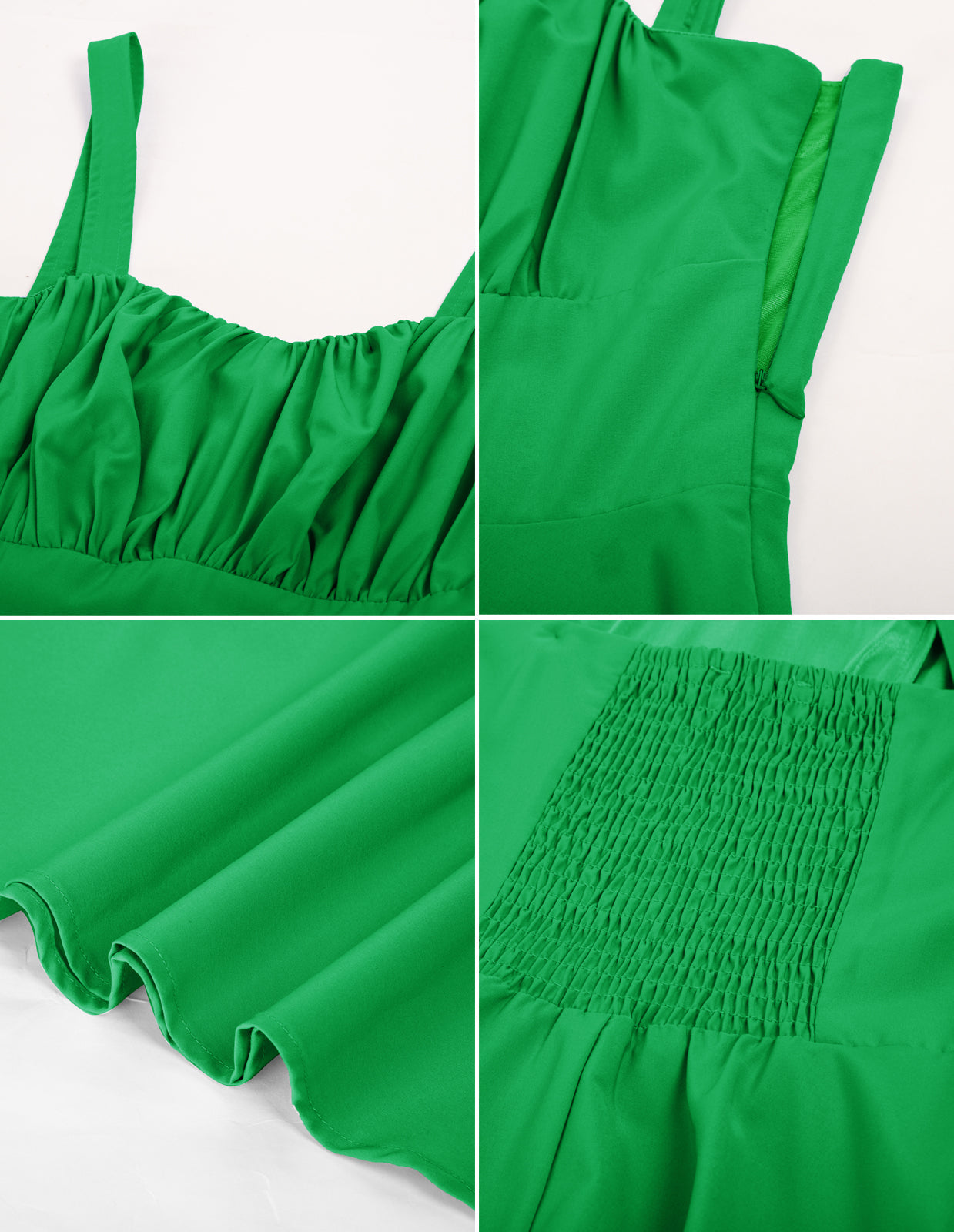 Vintage Solid Color Two-Way Defined Waist Dress Ruched Bodice Flared A-Line Dress