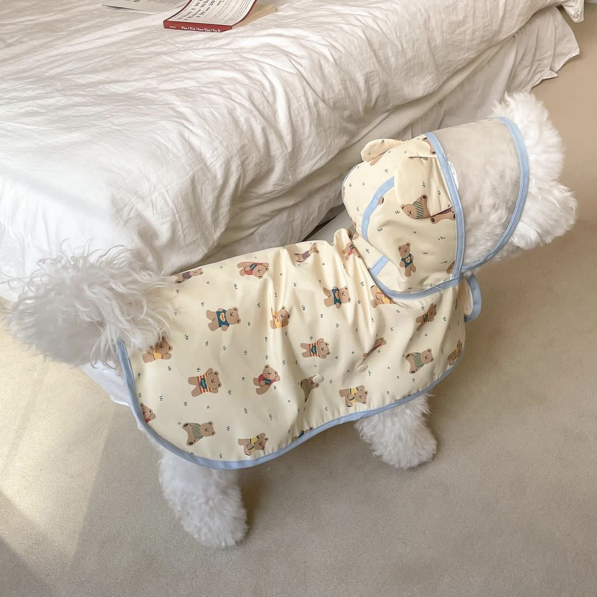 Sweet Bear Printed Dog Raincoat