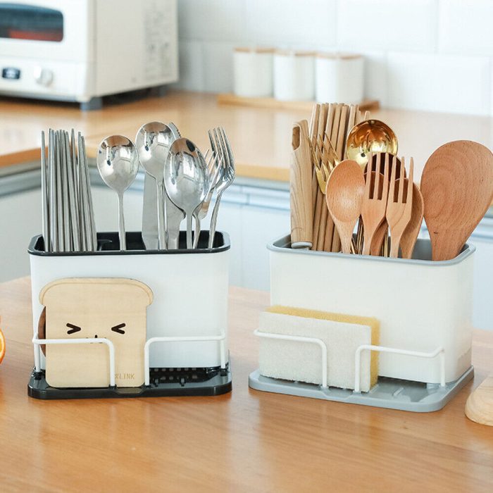 1pc Storage Shelf Sink Organizer - Sponge Holder Drain Rack With Drip Tray Kitchen Tool